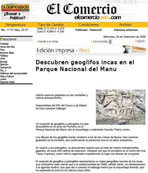El Comercio, Sección, Lima, A13, el 20 de septiembre del 2006. Ver la Bibliografía