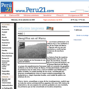 Perú 21, Lima, 20 de septiembre del 2006. Ver la Bibliografía